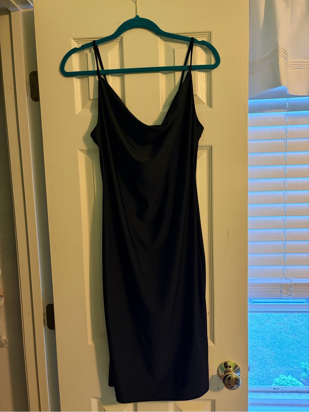 iris Black Strapless Cowl Slip Dress